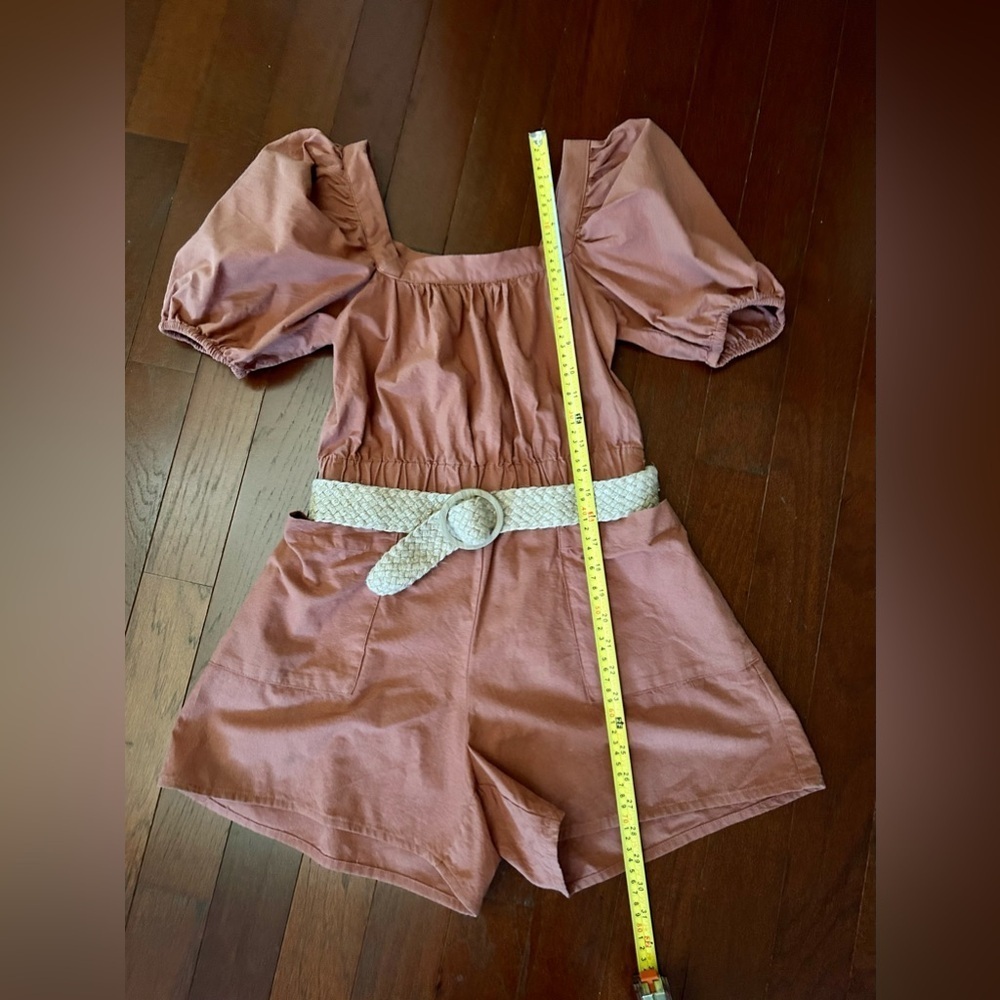 H&M BELTED ROMPER SIZE XS RUST BROWN cotton excellent condition - Picture 6 of 12
